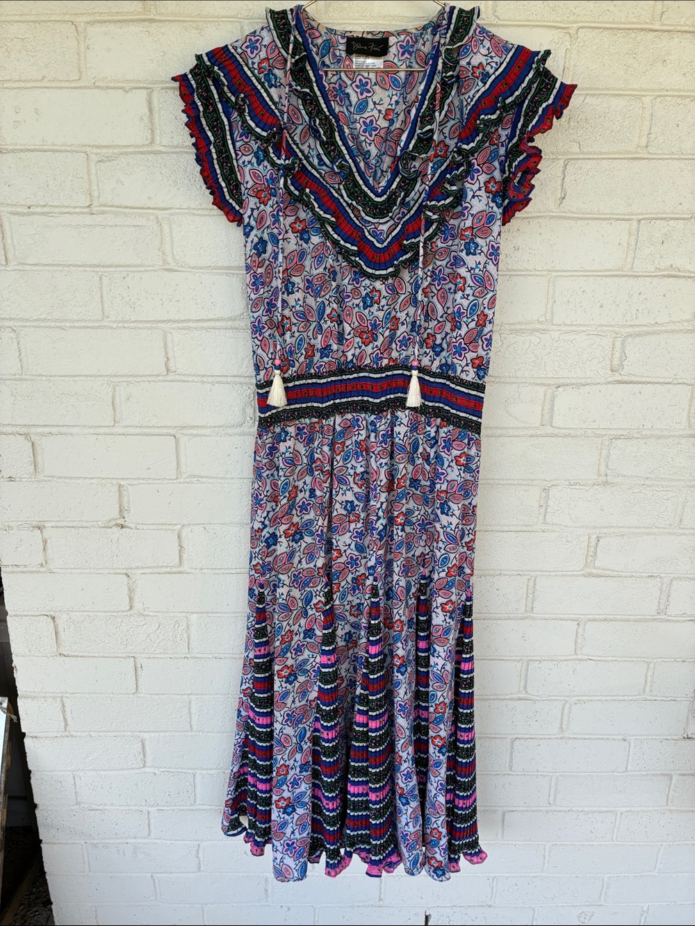 Vintage Diane Freis Georgette Boho Floral V-Neck Maxi Dress